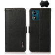 For Motorola Moto E13 2023 4G KHAZNEH Side-Magnetic Litchi Genuine Leather RFID Phone Case(Black) - Motorola Cases by PMC TechLife | Online Shopping South Africa | PMC TechLife | Buy Now Pay Later Mobicred