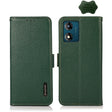 For Motorola Moto E13 2023 4G KHAZNEH Side-Magnetic Litchi Genuine Leather RFID Phone Case(Green) - Motorola Cases by PMC TechLife | Online Shopping South Africa | PMC TechLife | Buy Now Pay Later Mobicred