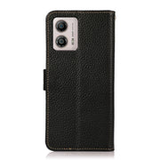 For Motorola Moto G13 / G23 / G53 5G KHAZNEH Side-Magnetic Litchi Genuine Leather RFID Phone Case(Black)