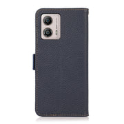 For Motorola Moto G13 / G23 / G53 5G KHAZNEH Side-Magnetic Litchi Genuine Leather RFID Phone Case(Blue)