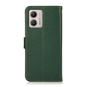 For Motorola Moto G13 / G23 / G53 5G KHAZNEH Side-Magnetic Litchi Genuine Leather RFID Phone Case(Green)