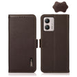 For Motorola Moto G13 / G23 / G53 5G KHAZNEH Side-Magnetic Litchi Genuine Leather RFID Phone Case(Brown) - Motorola Cases by PMC TechLife | Online Shopping South Africa | PMC TechLife | Buy Now Pay Later Mobicred