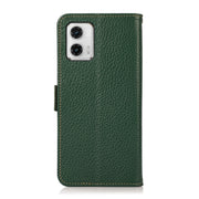 For Motorola Moto G73 5G KHAZNEH Side-Magnetic Litchi Genuine Leather RFID Phone Case(Green)