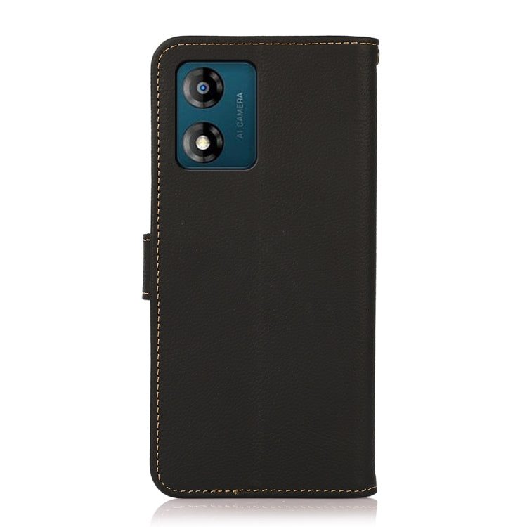 For Motorola Moto E13 2023 4G KHAZNEH Custer Texture RFID Genuine Leather Phone Case(Black) - Motorola Cases by PMC TechLife | Online Shopping South Africa | PMC TechLife | Buy Now Pay Later Mobicred