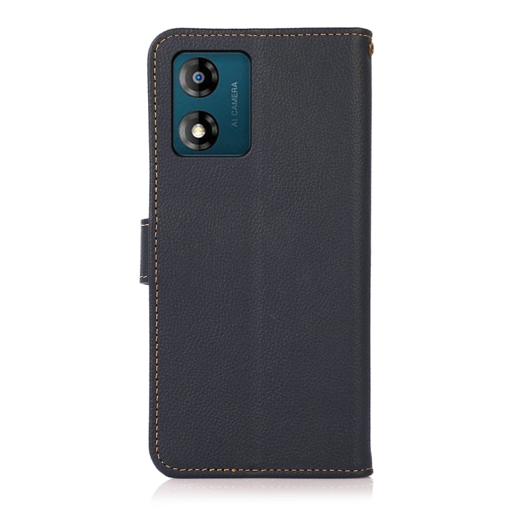For Motorola Moto E13 2023 4G KHAZNEH Custer Texture RFID Genuine Leather Phone Case(Blue)