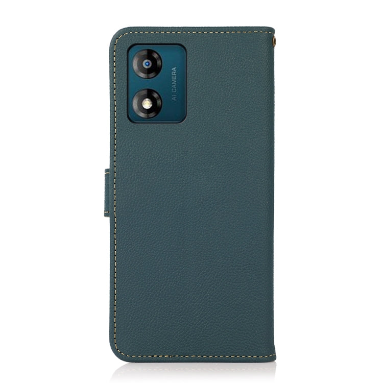 For Motorola Moto E13 2023 4G KHAZNEH Custer Texture RFID Genuine Leather Phone Case(Green) - Motorola Cases by PMC TechLife | Online Shopping South Africa | PMC TechLife | Buy Now Pay Later Mobicred