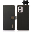 For Motorola Moto G13 / G23 / G53 5G KHAZNEH Custer Texture RFID Genuine Leather Phone Case(Black) - Motorola Cases by PMC TechLife | Online Shopping South Africa | PMC TechLife | Buy Now Pay Later Mobicred