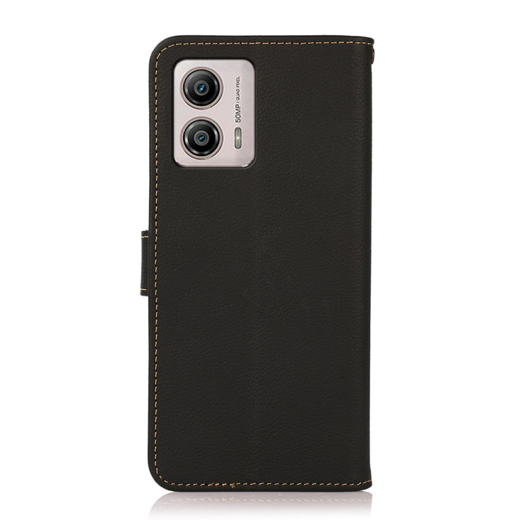 For Motorola Moto G13 / G23 / G53 5G KHAZNEH Custer Texture RFID Genuine Leather Phone Case(Black)