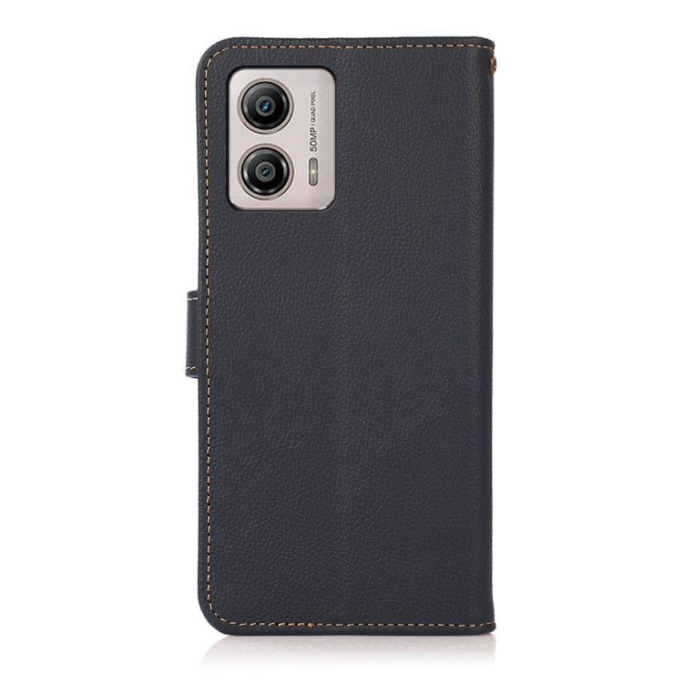 For Motorola Moto G13 / G23 / G53 5G KHAZNEH Custer Texture RFID Genuine Leather Phone Case(Blue) - Motorola Cases by PMC TechLife | Online Shopping South Africa | PMC TechLife | Buy Now Pay Later Mobicred