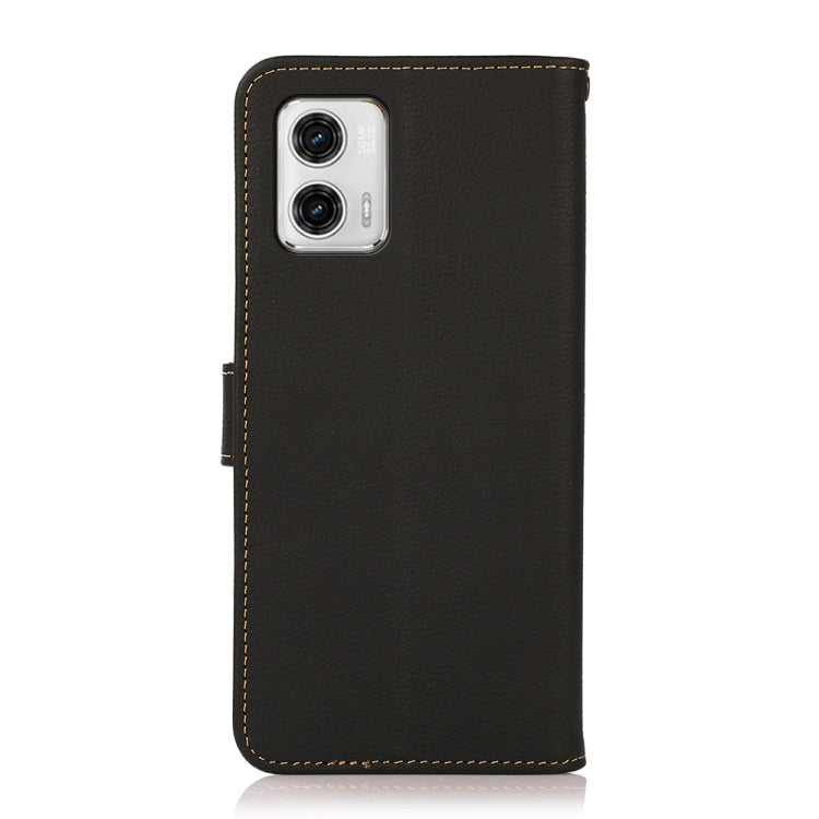 For Motorola Moto G73 5G KHAZNEH Custer Texture RFID Genuine Leather Phone Case(Black) - free shipping - PMC TechLife - Order now!