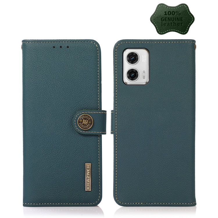 For Motorola Moto G73 5G KHAZNEH Custer Texture RFID Genuine Leather Phone Case(Green) - Motorola Cases by PMC TechLife | Online Shopping South Africa | PMC TechLife | Buy Now Pay Later Mobicred