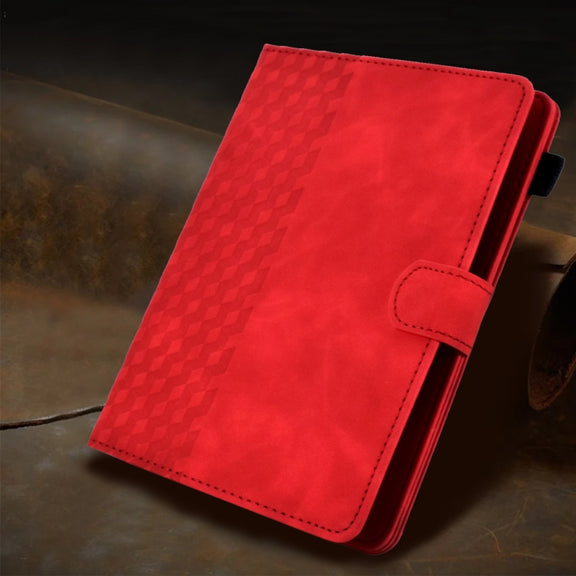 For 8.0 inch Universal Tablet Rhombus Embossed Leather Case(Red)