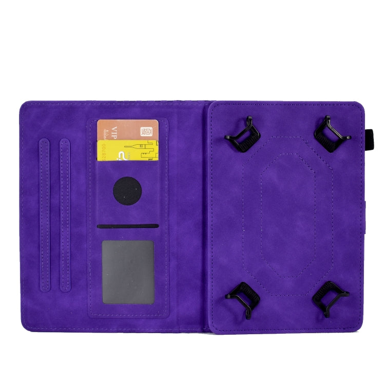 For 8.0 inch Universal Tablet Rhombus Embossed Leather Case(Purple)