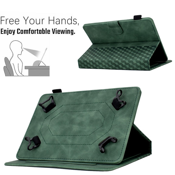 For 8.0 inch Universal Tablet Rhombus Embossed Leather Case(Green)