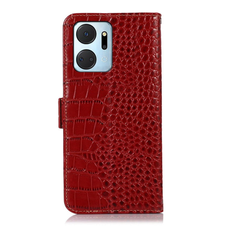 For Honor X7a 4G Crocodile Top Layer Cowhide Leather Phone Case(Red) - Honor Cases by PMC TechLife | Online Shopping South Africa | PMC TechLife | Buy Now Pay Later Mobicred