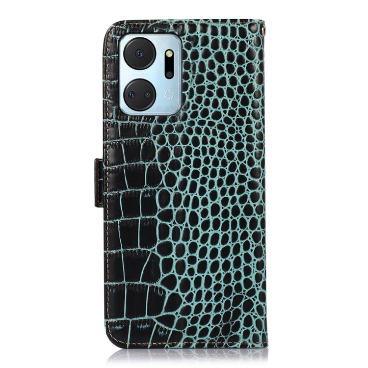 For Honor X7a 4G Crocodile Top Layer Cowhide Leather Phone Case(Green) - Honor Cases by PMC TechLife | Online Shopping South Africa | PMC TechLife | Buy Now Pay Later Mobicred