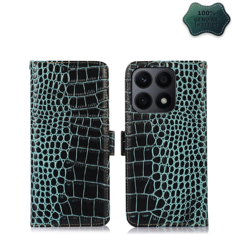 For Honor X8a 4G Crocodile Top Layer Cowhide Leather Phone Case(Green) - Honor Cases by PMC TechLife | Online Shopping South Africa | PMC TechLife | Buy Now Pay Later Mobicred