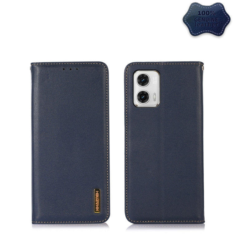 For Motorola Moto G73 5G KHAZNEH Nappa Top Layer Cowhide Leather Phone Case(Blue) - free shipping - PMC TechLife - Order now!