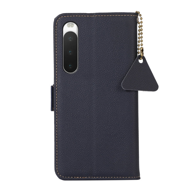 For Sony Xperia 10 IV Side-Magnetic TJ Genuine Leather RFID Phone Case(Blue) - Sony Cases by PMC TechLife | Online Shopping South Africa | PMC TechLife | Buy Now Pay Later Mobicred