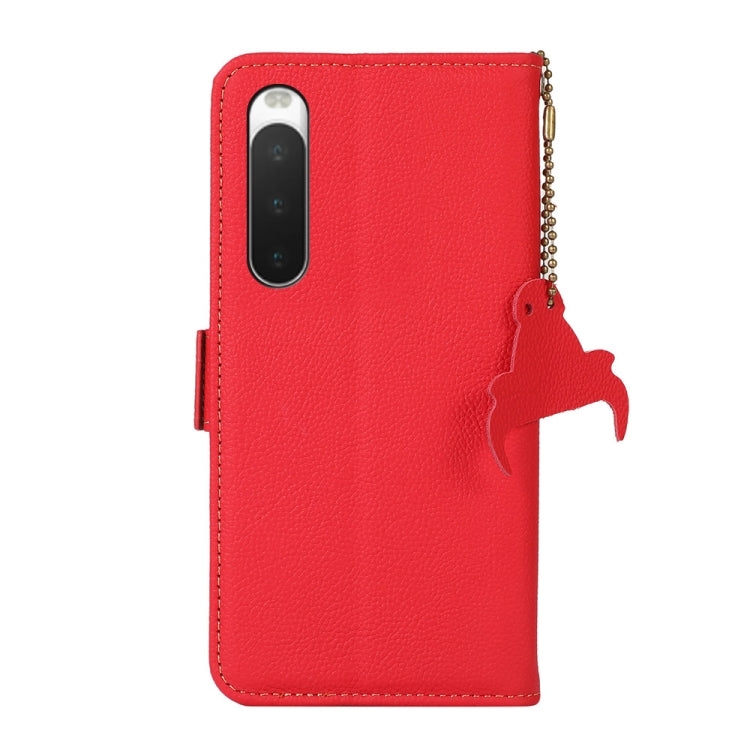 For Sony Xperia 10 IV Side-Magnetic TJ Genuine Leather RFID Phone Case(Red) - Sony Cases by PMC TechLife | Online Shopping South Africa | PMC TechLife | Buy Now Pay Later Mobicred