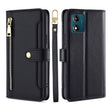 For Motorola Moto E13 4G Sheep Texture Cross-body Zipper Wallet Leather Phone Case(Black) - Motorola Cases by PMC TechLife | Online Shopping South Africa | PMC TechLife | Buy Now Pay Later Mobicred