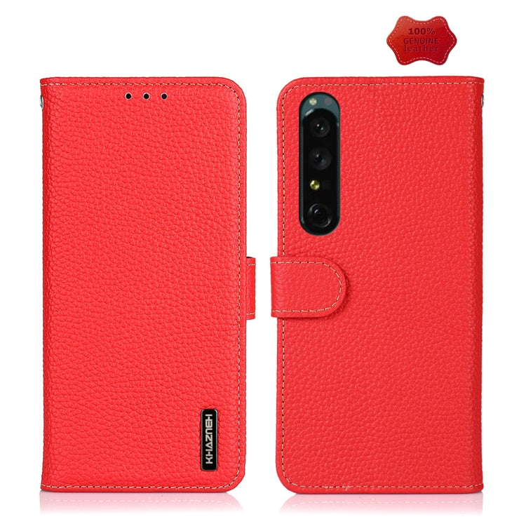 For Sony Xperia 1 IV KHAZNEH Litchi Genuine Leather Phone Case(Red) - Sony Cases by PMC TechLife | Online Shopping South Africa | PMC TechLife | Buy Now Pay Later Mobicred