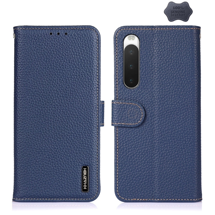 For Sony Xperia 10 IV KHAZNEH Litchi Genuine Leather Phone Case(Blue) - free shipping - PMC TechLife - Order now!