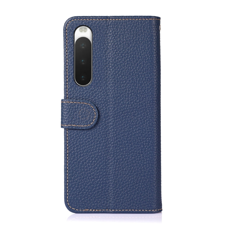 For Sony Xperia 10 IV KHAZNEH Litchi Genuine Leather Phone Case(Blue) - free shipping - PMC TechLife - Order now!