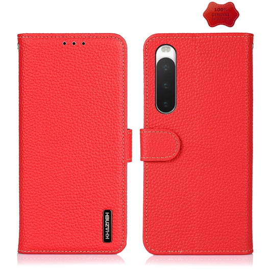 For Sony Xperia 10 IV KHAZNEH Litchi Genuine Leather Phone Case(Red) - free shipping - PMC Jewellery - Order now!