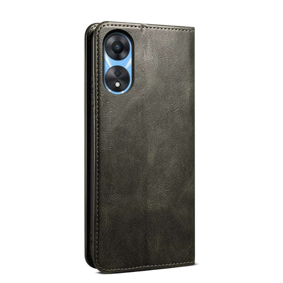 For OPPO A58 5G / A58x / A78 5G Oil Wax Crazy Horse Texture Leather Phone Case(Green)