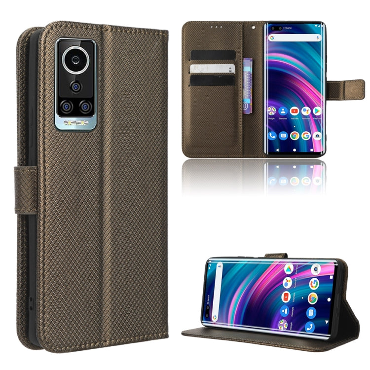 For BLU Bold N2 Diamond Texture Leather Phone Case(Brown) - More Brand by PMC TechLife | Online Shopping South Africa | PMC TechLife | Buy Now Pay Later Mobicred