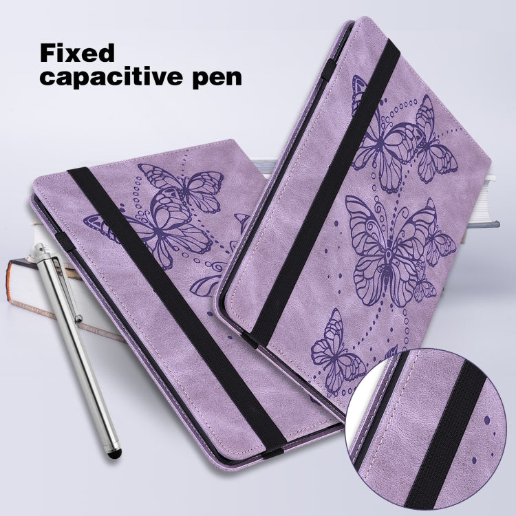 For Lenovo Tab M8 4th Gen Embossed Butterfly Pattern Leather Tablet Case(Purple)