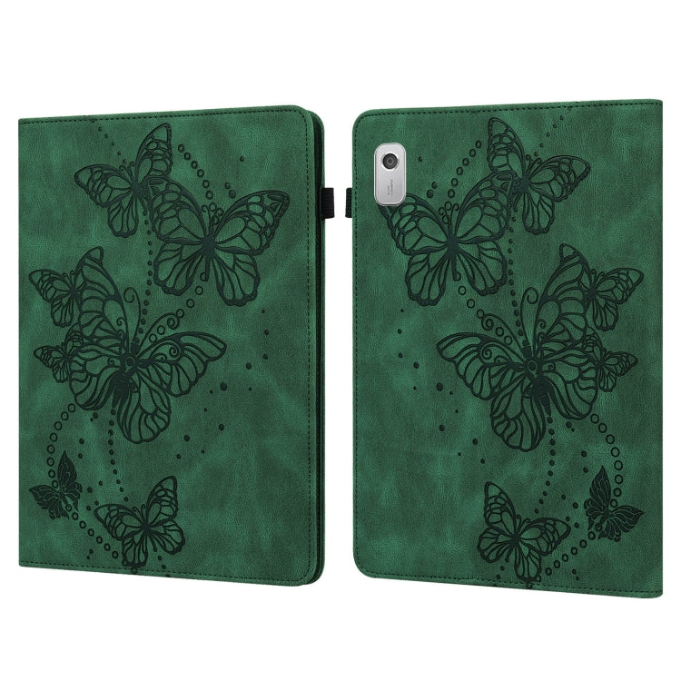 For Lenovo Tab M8 4th Gen Embossed Butterfly Pattern Leather Tablet Case(Green) - Lenovo by PMC TechLife | Online Shopping South Africa | PMC TechLife | Buy Now Pay Later Mobicred