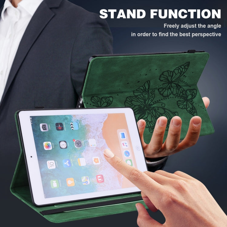 For Lenovo Tab M8 4th Gen Embossed Butterfly Pattern Leather Tablet Case(Green) - Lenovo by PMC TechLife | Online Shopping South Africa | PMC TechLife | Buy Now Pay Later Mobicred