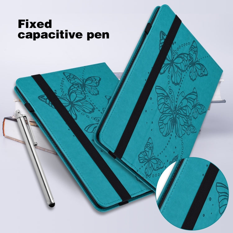 For Lenovo Tab M8 4th Gen Embossed Butterfly Pattern Leather Tablet Case(Blue)