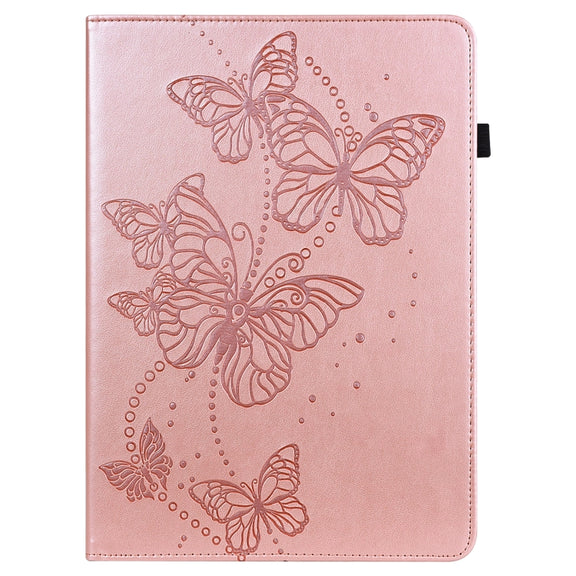 For Lenovo Tab M8 4th Gen Embossed Butterfly Pattern Leather Tablet Case(Pink)