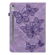 For Lenovo Pad Pro 2022 11.2 inch / Tab P11 Pro Gen 2 Embossed Butterfly Pattern Leather Tablet Case(Purple)