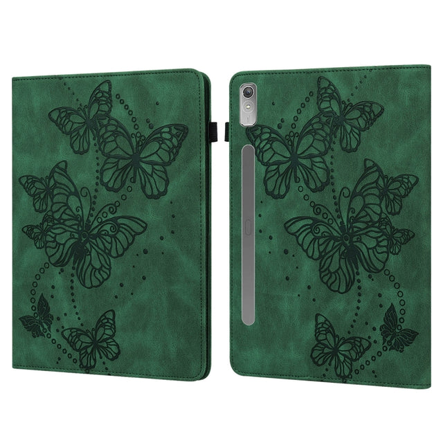 For Lenovo Pad Pro 2022 11.2 inch / Tab P11 Pro Gen 2 Embossed Butterfly Pattern Leather Tablet Case(Green)