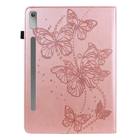 For Lenovo Pad Pro 2022 11.2 inch / Tab P11 Pro Gen 2 Embossed Butterfly Pattern Leather Tablet Case(Pink)