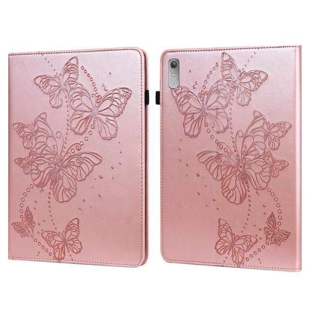 For Lenovo Pad Plus 2023 11.5 inch / Tab P11 Gen 2 Embossed Butterfly Pattern Leather Tablet Case(Pink)