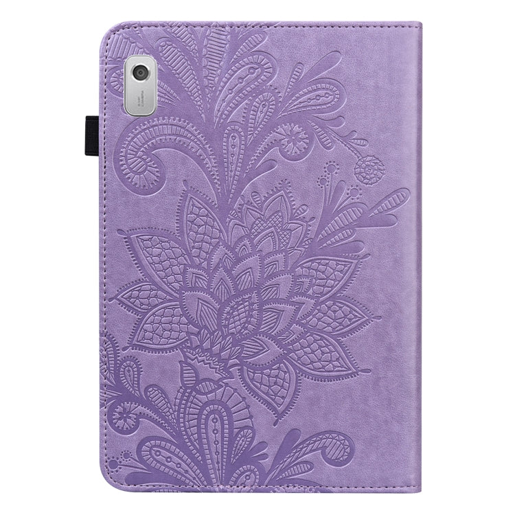 For Lenovo Tab M8 4th Gen Lace Flower Embossing Pattern Leather Tablet Case(Purple) - Lenovo by PMC TechLife | Online Shopping South Africa | PMC TechLife | Buy Now Pay Later Mobicred