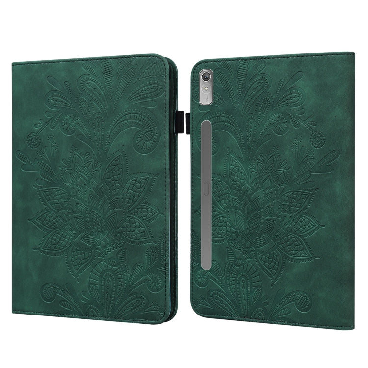 For Lenovo Pad Pro 2022 11.2 inch / Tab P11 Pro Gen 2 Lace Flower Embossing Pattern Leather Tablet Case(Green) - Lenovo by PMC TechLife | Online Shopping South Africa | PMC TechLife | Buy Now Pay Later Mobicred