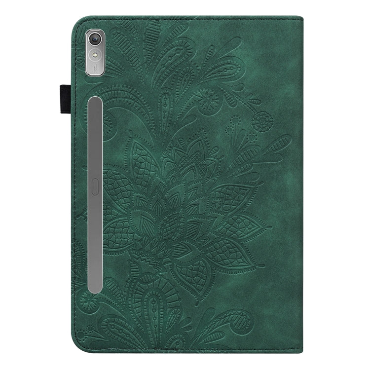 For Lenovo Pad Pro 2022 11.2 inch / Tab P11 Pro Gen 2 Lace Flower Embossing Pattern Leather Tablet Case(Green) - Lenovo by PMC TechLife | Online Shopping South Africa | PMC TechLife | Buy Now Pay Later Mobicred