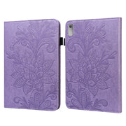 For Lenovo Pad Plus 2023 11.5 inch / Tab P11 Gen 2 Lace Flower Embossing Pattern Leather Tablet Case(Purple)
