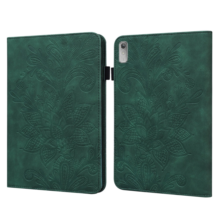 For Lenovo Pad Plus 2023 11.5 inch / Tab P11 Gen 2 Lace Flower Embossing Pattern Leather Tablet Case(Green) - Lenovo by PMC TechLife | Online Shopping South Africa | PMC TechLife | Buy Now Pay Later Mobicred