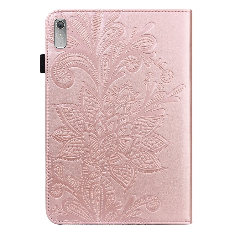For Lenovo Pad Plus 2023 11.5 inch / Tab P11 Gen 2 Lace Flower Embossing Pattern Leather Tablet Case(Gold) - Lenovo by PMC TechLife | Online Shopping South Africa | PMC TechLife | Buy Now Pay Later Mobicred