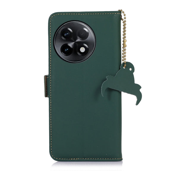 For OnePlus Ace 2 5G / 11R 5G Genuine Leather Magnetic RFID Leather Phone Case(Green)