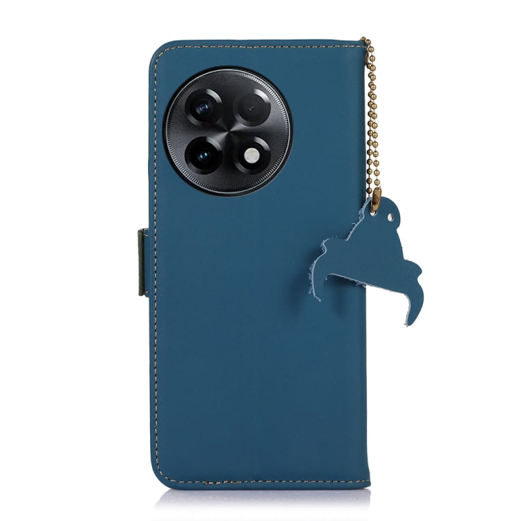 For OnePlus Ace 2 5G / 11R 5G Genuine Leather Magnetic RFID Leather Phone Case(Blue) - OnePlus Cases by PMC TechLife | Online Shopping South Africa | PMC TechLife | Buy Now Pay Later Mobicred