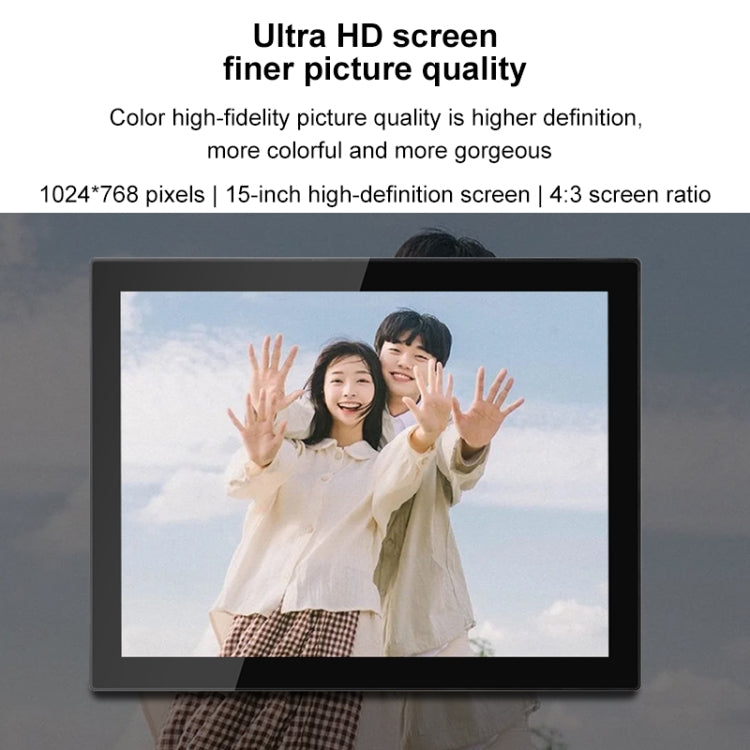 15 inch LED Display WiFi Cloud Photo Frame, RK3126C Quad Core up to 1.5GHz, Android 6.0, 1GB+16GB(US Plug)