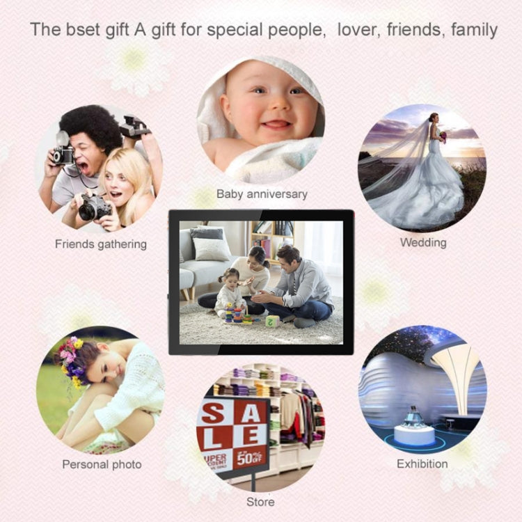 15 inch LED Display WiFi Cloud Photo Frame, RK3126C Quad Core up to 1.5GHz, Android 6.0, 1GB+16GB(UK Plug)